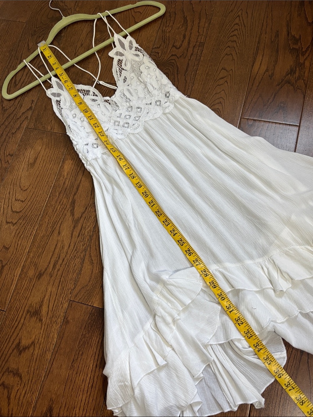 FREE PEOPLE FP One Adella Slip Dress Solid White Bride Lace Mini Ruffles Small - Picture 4 of 12